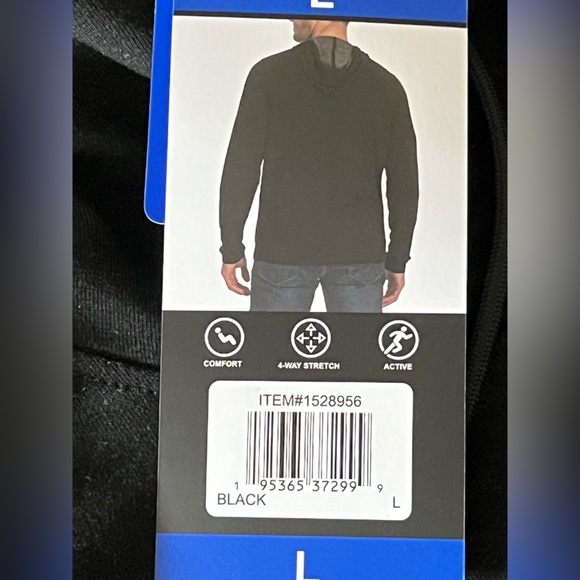 Gerry Men’s Active Hoodie size Large Black Kangaroo Pocket 4-way stretch - Picture 6 of 10